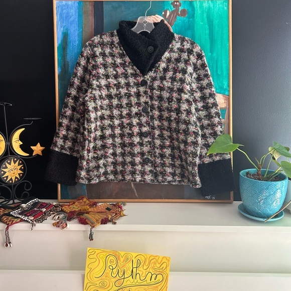 Tub Design Vintage Black and Pink Checkered Blazer M - Picture 1 of 16